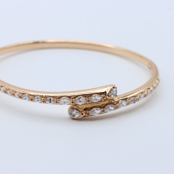 Elegant Wrap Design Rose Gold Bangle with Sparkling Stone Detail, XPBL0437 - Picture 2 of 12